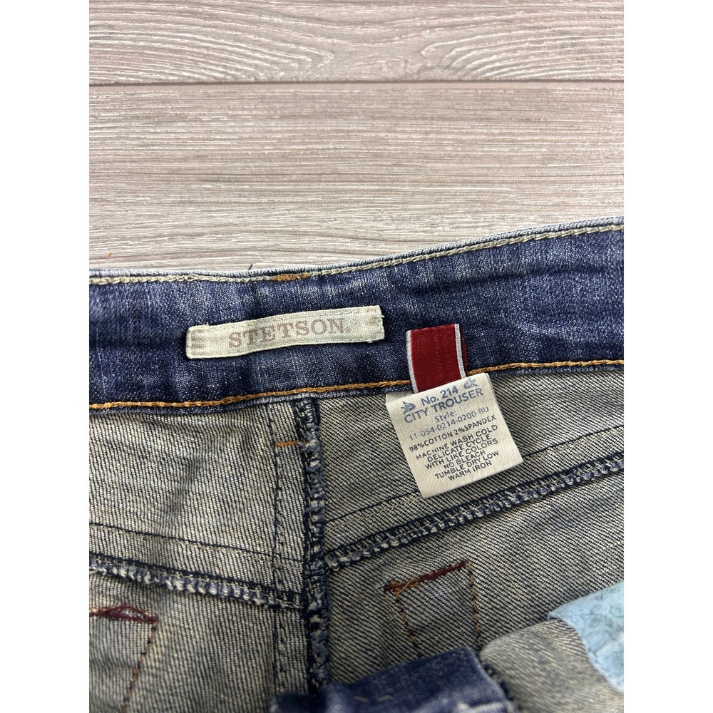 Stetson No 214 City Trouser Jeans Womens 29x31.5 Blue Denim Wide Leg Western - Picture 8 of 10